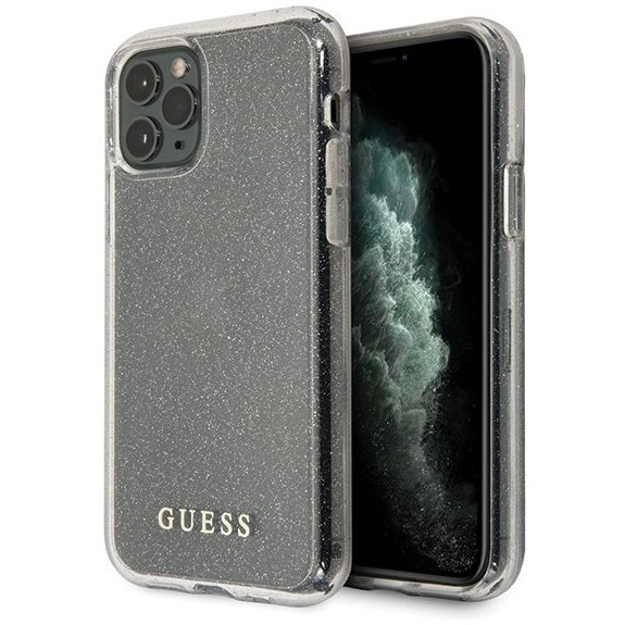 Чехол Guess IPhone 11 Pro Max Transparent glitter, прозрачный/серебристый