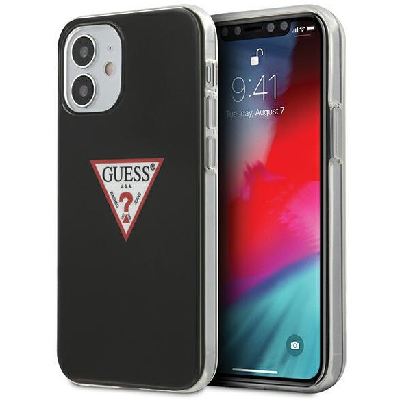 Чехол Guess Shiny Triangle logo для iPhone 12 mini, черный