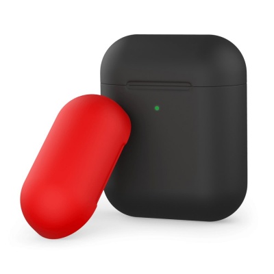 Чехол Deppa для AirPods Silicone case двухцветный чёрно-красный