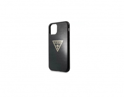 Чехол Guess IPhone 11 Pro Max Glitter triangle logo, прозрачный черный